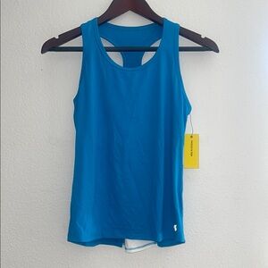 EleVen by Venus Williams Blue Fitted Cut Out Tank Top